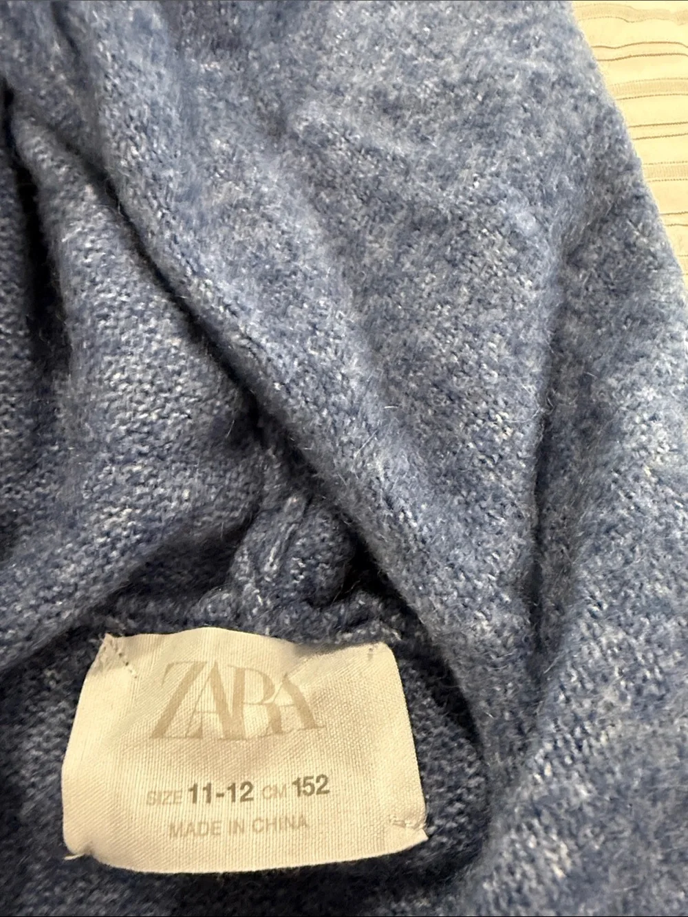 Zara Kids Heathered Blue Knit Hoodie & Wide-Leg Pants Set